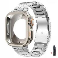 Case + Titanium Bracelet for Apple Watch 45mm 44mm Full Cover Metal Case Bracelet for Iwatch Series 9 8 7 6 SE 5 Change To parts 45mm sidabras