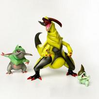 3Pcs Anime Pokemon Figures Haxorus Action Figures Pvc Collection Model Playthings Statue Desk Birth Date Gifts