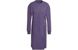 Adidas Originals suknelės ilgomis rankovėmis moteriškos violetinės apvalia iškirpte vidutinio ilgio HG6659 32 gray