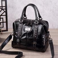 Stylish Leather Shoulder Bag Women Oil Wax Vintage Handbag Crossbody Fashion Large Capacity Pillow Women's Bag with Pocket 27cm*11cm*22cm juoda