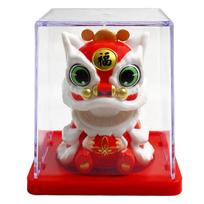 Solar Powered Mini Lion-Dance Bobblehead Desktop Car Ornament Chinese Lucky Mas-cot Home Office Decor Gift for Festivals 2 Inch