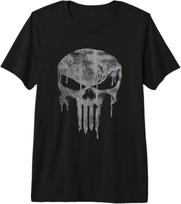 Marvel Punisher Dripping Gray Skull Vintage Chest Logo Premium Tri-blend T-Shirt S įvairiaspalvis