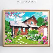 5D DIY Diamond Painting Full Round Scenic Villa Rhinestone Picture Embroidery Sale Diamond 20X30