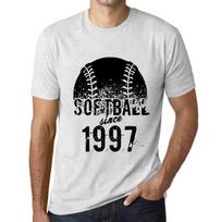 Men’s Vintage Tee Shirt Graphic T Shirt Softball Since 1997 Vintage White XS baltos spalvos nuo blyksnio