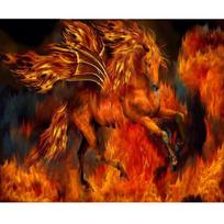 Deimantinis siuvinėjimas Piešimas kryželiu Fantazija Degantis arklys Visas deimantinis paveikslas Fire Horse 20X30CM orange