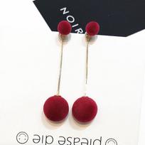 SCIONE Earrings Sweet Simple Size Plush Ball Long Earrings Temperament Earrings pilka spalva