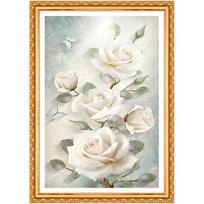 White Rose 5D Full Drill Deimantinis paveikslas skaičiais Apvalus Kalnų krištolinis kryžminio dygsnio deimantinis dekoras 20X30CM white