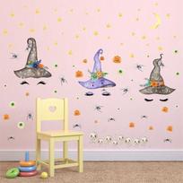 Lovely Halloween Stickers Cartoon Witches Pumpkin Children's Room Wall Decoration Pvc Wall Stickers Windows Paste Halloween Decorations 204