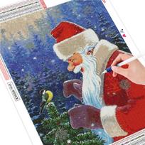 5D Deimantinis paveikslas Kalėdų Kalėdų Senelis Deimantinis Siuvinėjimas Kryželiu paukščių mozaika Žiemos rankų darbo namų dekoravimas Full Round (20X30CM) gray