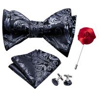 Šaunus vyriškas peteliškės rankogalių sąsagos Boutonniere raudonas juodas baltas šilkas drugelis peteliškė Vestuvių pažintys LH-1002