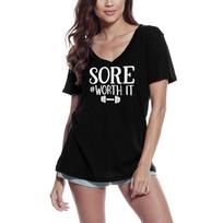 Ultrabasic Moteriški naujovės marškinėliai „Sore Worth It“ – marškinėliai trumpomis rankovėmis S juoda