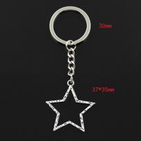 Madingas 30 mm raktų pakabukas Metalinis raktų pakabukas Raktų pakabukas Juvelyriniai dirbiniai Antikvariniai padengti tuščiavidurė žvaigždė 37x35 mm pakabukas sidabras