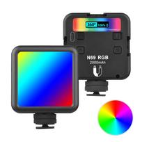 Andoer N69 RGB LED vaizdo lemputė nešiojama fotografijos užpildo lemputė 60 vnt. labai ryškios lempos karoliukai CRI juoda