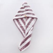 Moteriškos mergaitės rankšluosčiai Vonios kambario mikropluošto rankšluosčiai Stripe Plaukų rankšluostis Magic Mikropluošto dušo kepuraitė Lady Turban Head violetinė