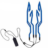 Waterproof Motorcycle Bike Helmet LED Cold Light Strip EL Sticker 4 Flashing Warning Lights Night Riding Helmet Kit mėlyna