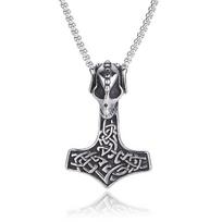 316L Stainless Steel Viking Norse Skull Sheep Head Valknut for Men Amulet Scandinavian Necklace Pendant Animal Jewelry PD0870 60cm gray