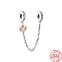 Trendy S925 Silver Sparkling Pavé Zircon Triple Blue Stone Butterfly Safety Chain Charm Fit Fashion Bracelet DIY Jewelry Gift