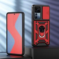 KEYSION atsparus smūgiams dėklas, skirtas Xiaomi 12T Pro 5G Push Pull kameros apsauginis žiedas, telefono dangtelis, skirtas Redmi K50 Ultra for Xiaomi 12T raudona