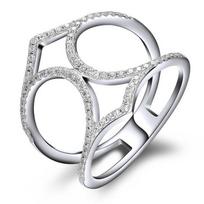 925 Sterling Sliver Ring Cross Micro Pave Clear Zircon Circle Special Trendy Rings For Women Girls Fashion Punk Jewelry 7
