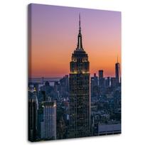 Feeby drobės spaudinys, Empire State pastatas saulėlydžio metu 40x60 violetinė