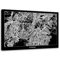 Canvas print Athens City Map 60x40 balta/juoda