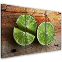Trijų dalių paveikslas ant drobės Lime Fruit 60x40 žalia