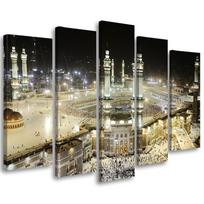 Penkių dalių paveikslų spausdinimas ant drobės Mecca Mosque 200x100 smėlis