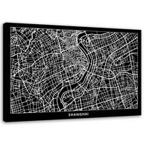 Canvas print City Map Shanghai 60x40 juoda/balta