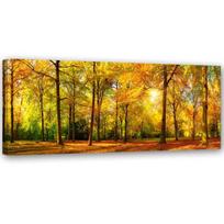 Canvas print Forest Autumn Yellow Panorama 90x30 geltona
