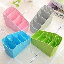 Plastic Storage Box Desktop 4 Grid Sub-grid Storage Case Multi Function Storage Organizer pilka