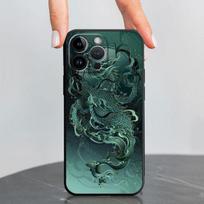 Juodas minkštas telefono dėklas, skirtas iPhone 12 Mini 13 Pro 8 Plus 7 6s Se 11 14 Pro Max Xr Xs X Cover Fashion Chinese Tiger Dragon Shell iPhone 5 5s SE