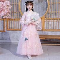 Mergaitė Hanfu senovinis kostiumas vaikams Kinų stiliaus mažos mergaitės suknelė Tang suknelė princesė sijonas tautinis kostiumas vaikams W rožinė