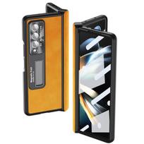 Business Zfold4 Leather Folding Funda Case For Samsung Galaxy Z Fold4 5g Fold 4 Fold3 Fold 3 Zfold4 Tempered Glass Film Cases for Samsung Z Fold 3 geltona