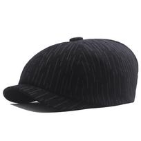 Vintage Striped Berets Men's Autumn Fashion Newsboy Caps Male Artist Flat Visor Peaked Hat Men Spring Casual Boina Gorras 58-60cm juoda