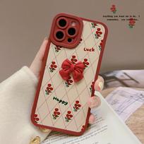 Laimingas Raudonas Gėlės 3D Kaspinas Mielas Animacinis Telefono Dėklas Silikoninis Minkštas Viršelis iPhone 12 11 13 Mini Pro Max Xsmax 7 8 Plus Xr X Conque for iphone 13pro beige
