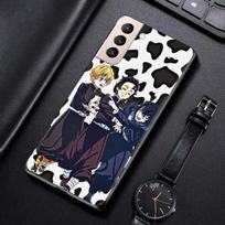 Case For Samsung Galaxy S22 S21 S20 Ultra Fe S10 S9 S8 Plus 4g 5g S10e S7 Edge Cartoon Milk Grid Flower Pattern Demon Slayer For Samsung S9 Plus