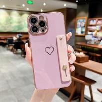 Wrist Strap Love Heart Phone Case For Iphone 13 11 12 14 Pro Max 13pro 11 14max Shockproof Bumper Soft Electroplated Back Cover For iPhone 14Max