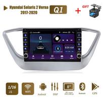 Wifi 2Din Android Car Radio Multimedijos vaizdo grotuvas, skirtas Hyundai Solaris 2 Verna 2017-2020 su mygtuko rankenėle GPS 1+16GB 1+16GB black