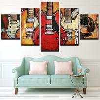 5 vnt. Abstraktus Gitaros Muzikos Plakatas Moderni Drobės Tapyba HD Spausdintas Sienų Menas Moduliniai Paveikslai Svetainės Dekoravimas Be Rėmo 20x35cm*2  20x45cm*2  20x55cm*1