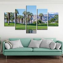 5 Piece Green Palm Trees Poster Rocky Mountain Canvas Picture Print Wall Art Canvas Painting Wall Decor for Living Room Framed 20x35cm*2  20x45cm*2  20x55cm*1