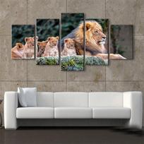 Sienų menas Modulinis plakatas Nuotraukos Tapyba 5 vnt. Mielas mažas liūtas HD Spausdintas Modernus Drobė Svetainė Namų Dekoracija Be rėmo 30x40cm*2  30x60cm*2  30x80cm*1 gray