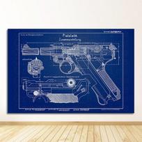 Diagrama Drobės tapyba Plakatai ir spaudiniai Sienų nuotraukos, skirtos svetainei dekoruoti Namų dekoro ginklas Blueprint Luger pistoleto patentas be rėmelio 21*30cm white