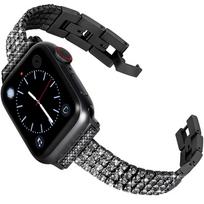 Prabangus deimantinis dirželis Apple Watch Series 8 7 6 SE 5 4 42mm 38mm apyrankei, plieninė kilpa iWatch 40mm 44mm 41mm 45mm 49mm 38/40/41mm juoda