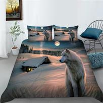 „Wolf Pattern“ namų patalynės komplektas, miegamojo antklodės užvalkalas, pagalvės užvalkalas, viengulė / dvigulė lova, viso dydžio namų dekoravimas Baby 100x135cm