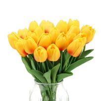 12Pcs Artificial Tulips Flowers Real Touch Tulips Fake Tulips Floral Arrangements for Table Home Wedding Decor oranžinė