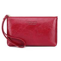 IELGY Women's Wallet Large Capacity Zipper Storage Clutch raudona