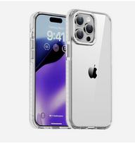 Skaidrus akrilo telefono dėklas, skirtas iPhone 15 ProMax 15 14 Pro Max Plus 14Pro smūgiams atsparus buferis, metalinis objektyvo apsauga, plonas dangtelis For iPhone 14 balta