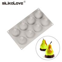 Pear Shape 3D Silicone Cake Mold For Mousse Truffle Brownies Pan Molds Silicone Pastry Tool Cakes white