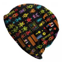 Vintage Alien Space Arcade Game Collage Beanie Cap Unisex Winter Warm Bonnet Femme Knit Hat Outdoor Skullies Beanies Hats Beanies Hat black