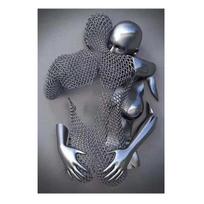 Metalinės poros statulos menas Aliejinė tapyba Romantiškos skulptūros plakatas 21cm×30cm NoFrame